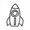 Vector drawing in doodle style. rocket. cute childish line drawing, sketch. space rocket.