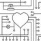 Vector drawing heart Valentine`s day greeting card, original Love circuitry