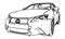 Vector drawing Lexus GS made in black contour lines on a white background.