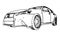Vector drawing Lexus GS made in black contour lines on a white background.