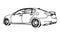 Vector drawing Lexus GS made in black contour lines on a white background.