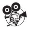 Vector drawing old fashioned movie camera