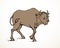 Vector drawing. Old wooden yoke on the cow
