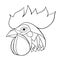 Vector drawing of a rooster head contour