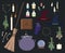 Vector drawing of a set of witchcraft items