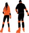 Vector drawing of silhouettes father and his daughter riding on roller skates