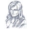 Vector drawing of smiling flirting woman with stylish hairc