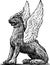 Vector drawing of a statue of mythological griffin