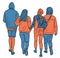 Vector drawing of students friends walking outdoors togrther