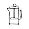 Vector drawing in the style of doodle. French press. kitchen utensils, a kettle for coffee. clipart isolated on white background