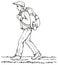 Vector drawing. Traveler with backpack