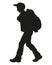 Vector drawing. Traveler with a backpack going up the path