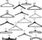 Vector drawings of various hangers for clothes