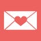 Vector e-mail, envelop icons with heart wax press.For Valentine Day.