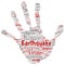 Vector earthquake activity hand print stamp