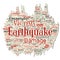 Vector earthquake activity old torn paper word cloud