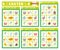 Vector Easter bingo cards set. Fun family lotto board game with cute bunny, hen, chicken, Easter eggs for kids. Spring holiday