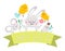 Vector Easter composition with text, eggs, Bunny, mouse, chicks, bird. Funny spring background design for banners, posters,