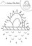 Vector Easter dot-to-dot and color activity with cute basket with eggs. Spring holiday connect the dots game for children with