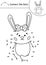 Vector Easter dot-to-dot and color activity with cute bunny. Spring holiday connect the dots game for children with traditional