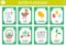 Vector Easter flash cards set. English language game with cute bunny, hen, chicken, Easter eggs for kids. Spring holiday