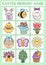 Vector Easter kawaii memory game cards with cute traditional holiday symbols. Spring holiday matching activity. Remember and find