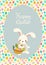 Vector Easter Postcard with Easter rabbit, basket, eggs and lettering