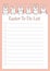 Vector Easter to do list with funny bunnies. Printable spring checklist. For Easter designs, greeting cards, invitations