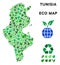 Vector Eco Green Collage Tunisia Map