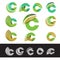 Vector eco green letter C logo elements