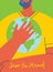 Vector eco illustration card for social poster, banner or card of saving the planet, human hands protect our earth.