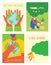 Vector eco illustration cards for social poster, banner or card of saving the planet, human hands protect our earth.