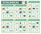 Vector ecological bingo cards set. Fun family lotto board game with cute eco awareness symbols for kids. Earth day lottery