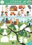 Vector ecological cut and glue activity. Crafting game with earth friendly town. Fun printable worksheet for children. Find the