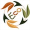 Vector ecological sign, symbol of recycling, clean environment, with leaves and plants