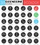 Vector Ecology circle white black icon set. Modern line black icon design for web.