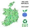 Vector Ecology Green Collage Ireland Republic Map