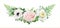 Vector editable floral bouquet illustration. White anemone flower, pink quartz, light yellow roses, fern leaves, eucalyptus