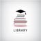 Vector education, library, knowledge logo. Books with academic