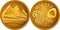 vector Egyptian money gold coin 3 pyramids of Giza