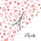 Vector Eifel Tower Paris Greeting Card Bursting With St Valentines Day Pink Red Hearts Of Love. Perfect for travel