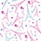 Vector Eifel Tower Paris Love Pink Grey Drawing Seamless Pattern with romantic hearts. Perfect for travel themed designs