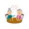 Vector elderly couple in love at valentine`s day