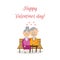 Vector elderly couple in love at valentine`s day