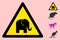 Vector Elephant Warning Triangle Sign Icon