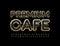 Vector elite logo Premium Cafe. Black and Gold Alphabet set