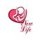 Vector embryo emblem placed in a heart shape. New life beginning