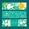 Vector emerald flowerals horizontal banners set