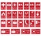 Vector emergency exit signs set on red background