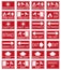 Vector emergency exit signs set on red background